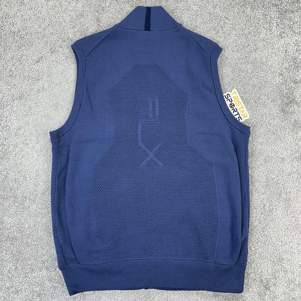 RLX Ralph Lauren Vest Mens Medium Navy Golf Coolmax Knit Full Zip Sweater - Picture 4 of 13